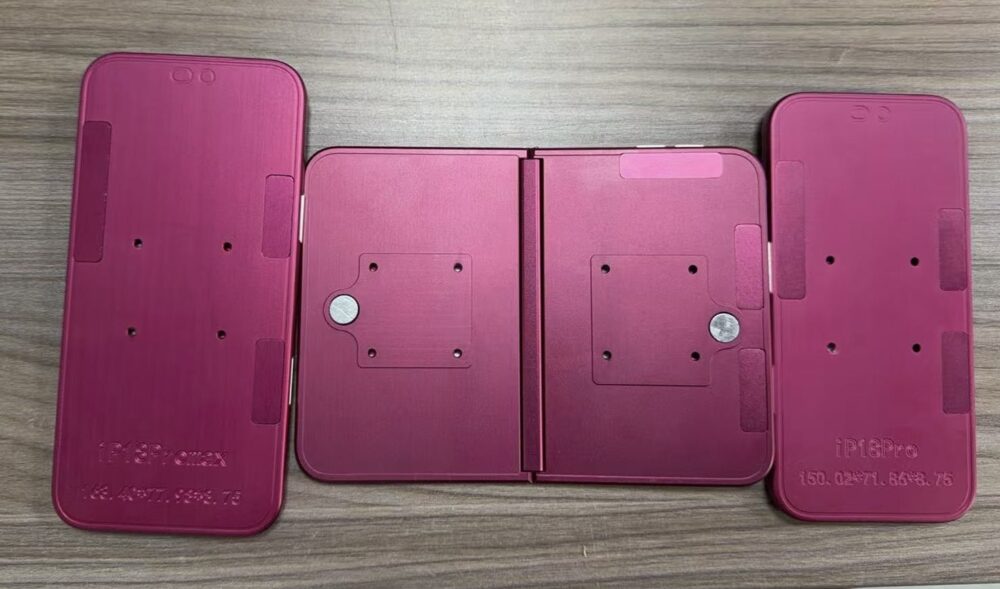 Dummy models of the iPhone 18 Pro, iPhone 18 Pro Max, and Apple’s rumored foldable iPhone shared by Sonny Dickson.